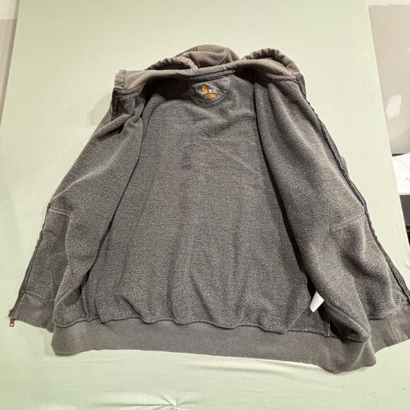 Carhartt Mens 2XL Tall Gray Full-Zip Hooded Sweatshirt Original Fit Cotton Mix - Picture 3 of 9